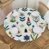 Ulloord  Round Fitted Tablecloth Cute Flower Floral Leaves Herb Table Cloth with Elastic Edged Waterproof Wipeable Round Table Cover for Patio Parties Outdoor Decor