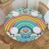 Ulloord  Round Fitted Tablecloth Cute Rainbow Love Heart Clouds Table Cloth with Elastic Edged Waterproof Wipeable Round Table Cover for Patio Parties Outdoor Decor