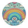 Ulloord  Round Fitted Tablecloth Cute Rainbow Love Heart Clouds Table Cloth with Elastic Edged Waterproof Wipeable Round Table Cover for Patio Parties Outdoor Decor