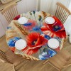 Ulloord  Round Fitted Tablecloth Watercolor Poppy Wheat Floral Watercolor Table Cloth with Elastic Edged Waterproof Wipeable Round Table Cover for Patio Parties Outdoor Decor 