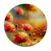 Ulloord  Round Fitted Tablecloth Oil Painting Field Poppy Floral Table Cloth with Elastic Edged Waterproof Wipeable Round Table Cover for Patio Parties Outdoor Decor