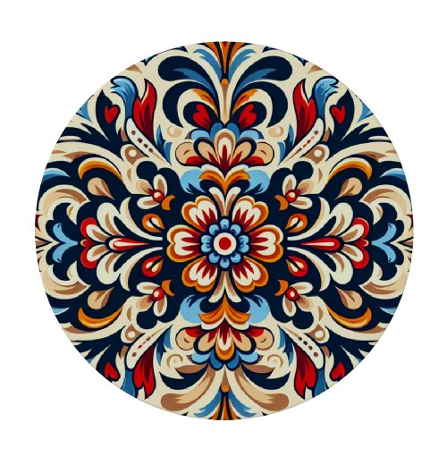 Ulloord  Round Fitted Tablecloth Bohemian Paisley Floral Flower Table Cloth with Elastic Edged Waterproof Wipeable Round Table Cover for Patio Parties Outdoor Decor