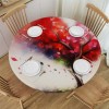 Ulloord  Round Tablecloth Fitted Table Cover with Elastic Edged Valentines Heart Tree Waterproof Table Cloth for Party Kitchen Dining Indoor Outdoor Table