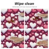 Ulloord  Round Tablecloth Fitted Table Cover with Elastic Edged Valentines Heart Pattern Waterproof Table Cloth for Party Kitchen Dining Indoor Outdoor Table