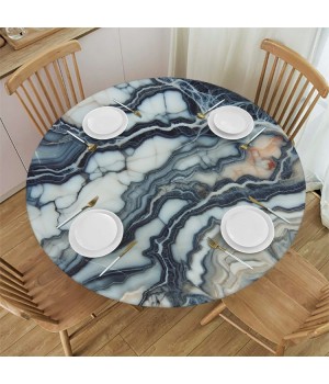 Ulloord  Round Tablecloth Fitted Table Cover with Elastic Edged Abstract Marble Nature Texture Waterproof Table Cloth for Party Kitchen Dining Indoor Outdoor Table