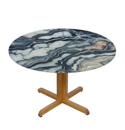 Ulloord  Round Tablecloth Fitted Table Cover with Elastic Edged Abstract Marble Nature Texture Waterproof Table Cloth for Party Kitchen Dining Indoor Outdoor Table