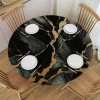 Ulloord  Round Tablecloth Fitted Table Cover with Elastic Edged Marble Black Golden Texture Waterproof Table Cloth for Party Kitchen Dining Indoor Outdoor Table