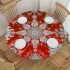 Ulloord  Round Tablecloth Fitted Table Cover with Elastic Edged Holiday Christmas Snowflakes Pattern Red Waterproof Table Cloth for Party Kitchen Dining Indoor Outdoor Table