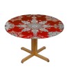 Ulloord  Round Tablecloth Fitted Table Cover with Elastic Edged Holiday Christmas Snowflakes Pattern Red Waterproof Table Cloth for Party Kitchen Dining Indoor Outdoor Table