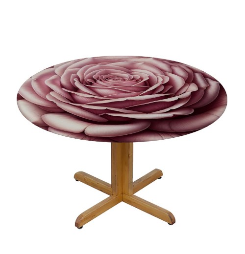 Ulloord  Round Fitted Tablecloth Art Rose Flower Floral Table Cloth with Elastic Edged Waterproof Wipeable Round Table Cover for Patio Parties Outdoor Decor