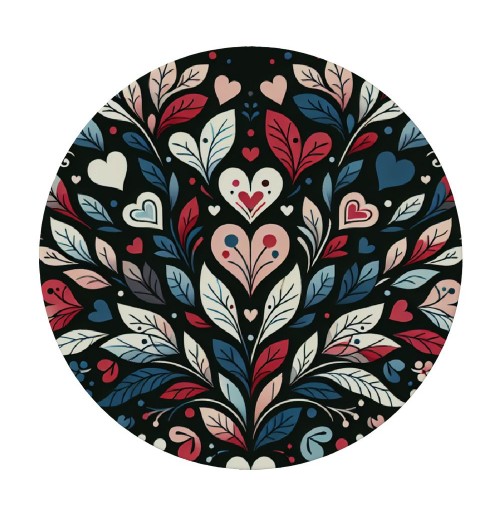 Ulloord  Round Tablecloth Fitted Table Cover with Elastic Edged Valentine's Colorful Heart Waterproof Table Cloth for Party Kitchen Dining Indoor Outdoor Table