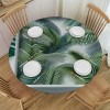 Ulloord Round Tablecloth Fitted Table Cover with Elastic Edged Tropical Jungle Palm Pattern Waterproof Table Cloth for Party Kitchen Dining Indoor Outdoor Table