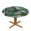 Ulloord Round Tablecloth Fitted Table Cover with Elastic Edged Tropical Jungle Palm Pattern Waterproof Table Cloth for Party Kitchen Dining Indoor Outdoor Table