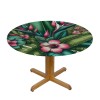 Ulloord Round Tablecloth Fitted Table Cover with Elastic Edged Tropical Palm Leaves Flowers Waterproof Table Cloth for Party Kitchen Dining Indoor Outdoor Table