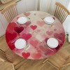 Ulloord  Round Tablecloth Fitted Table Cover with Elastic Edged Valentines Heart Theme Waterproof Table Cloth for Party Kitchen Dining Indoor Outdoor Table