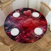 Ulloord  Round Tablecloth Fitted Table Cover with Elastic Edged Heart Shape Print Valentines Waterproof Table Cloth for Party Kitchen Dining Indoor Outdoor Table