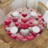 Ulloord  Round Tablecloth Fitted Table Cover with Elastic Edged Cute Heart Theme Waterproof Table Cloth for Party Kitchen Dining Indoor Outdoor Table