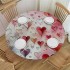 Ulloord  Round Tablecloth Fitted Table Cover with Elastic Edged Heart Shape Pattern Waterproof Table Cloth for Party Kitchen Dining Indoor Outdoor Table