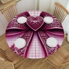 Ulloord  Round Tablecloth Fitted Table Cover with Elastic Edged Valentines Heart Plaid Waterproof Table Cloth for Party Kitchen Dining Indoor Outdoor Table