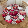 Ulloord  Round Tablecloth Fitted Table Cover with Elastic Edged Valentine's Day Heart Pattern Waterproof Table Cloth for Party Kitchen Dining Indoor Outdoor Table