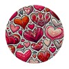 Ulloord  Round Tablecloth Fitted Table Cover with Elastic Edged Valentine's Day Heart Pattern Waterproof Table Cloth for Party Kitchen Dining Indoor Outdoor Table