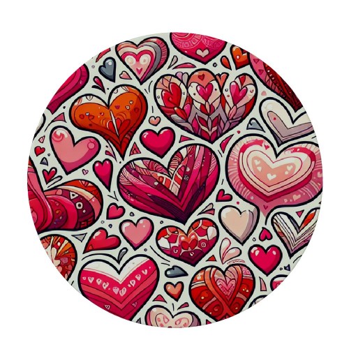 Ulloord  Round Tablecloth Fitted Table Cover with Elastic Edged Valentine's Day Heart Pattern Waterproof Table Cloth for Party Kitchen Dining Indoor Outdoor Table