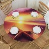 Ulloord Round Tablecloth Fitted Table Cover with Elastic Edged Tropical Beach Sea Starfish Summer Waterproof Table Cloth for Party Kitchen Dining Indoor Outdoor Table