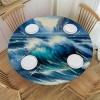 Ulloord Round Tablecloth Fitted Table Cover with Elastic Edged Watercolor Beach Seagull Nautical Boat Waterproof Table Cloth for Party Kitchen Dining Indoor Outdoor Table