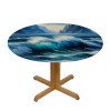 Ulloord Round Tablecloth Fitted Table Cover with Elastic Edged Watercolor Beach Seagull Nautical Boat Waterproof Table Cloth for Party Kitchen Dining Indoor Outdoor Table