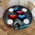 Ulloord  Round Fitted Tablecloth Love Heart Music Note Table Cloth with Elastic Edged Waterproof Wipeable Round Table Cover for Patio Parties Outdoor Decor