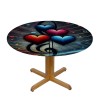 Ulloord  Round Fitted Tablecloth Love Heart Music Note Table Cloth with Elastic Edged Waterproof Wipeable Round Table Cover for Patio Parties Outdoor Decor