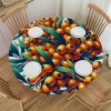 Ulloord  Round Fitted Tablecloth Autumn Berry Leaves Fall Table Cloth with Elastic Edged Waterproof Wipeable Round Table Cover for Patio Parties Outdoor Decor