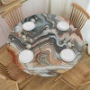 Ulloord  Round Fitted Tablecloth Grey White Marble Liquid Print Table Cloth with Elastic Edged Waterproof Wipeable Round Table Cover for Patio Parties Outdoor Decor