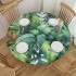 Ulloord  Round Fitted Tablecloth Palm Leaves Tropical Green Leaf Table Cloth with Elastic Edged Waterproof Wipeable Round Table Cover for Patio Parties Outdoor Decor