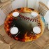 Ulloord  Round Fitted Tablecloth Baseball Water and Fiery Ball Table Cloth with Elastic Edged Waterproof Wipeable Round Table Cover for Patio Parties Outdoor Decor