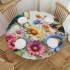 Ulloord  Round Fitted Tablecloth Flower Birds Leaves Butterfly Floral Table Cloth with Elastic Edged Waterproof Wipeable Round Table Cover for Patio Parties Outdoor Decor