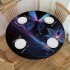 Ulloord  Round Fitted Tablecloth Purple Butterfly Fantasy Animal Table Cloth with Elastic Edged Waterproof Wipeable Round Table Cover for Patio Parties Outdoor Decor