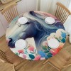 Ulloord  Round Fitted Tablecloth Cute Horse Flower Watercolor Table Cloth with Elastic Edged Waterproof Wipeable Round Table Cover for Patio Parties Outdoor Decor