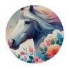 Ulloord  Round Fitted Tablecloth Cute Horse Flower Watercolor Table Cloth with Elastic Edged Waterproof Wipeable Round Table Cover for Patio Parties Outdoor Decor