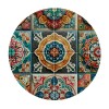 Ulloord  Round Fitted Tablecloth Art Mexican Ceramic Tile Boho Damask Table Cloth with Elastic Edged Waterproof Wipeable Round Table Cover for Patio Parties Outdoor Decor