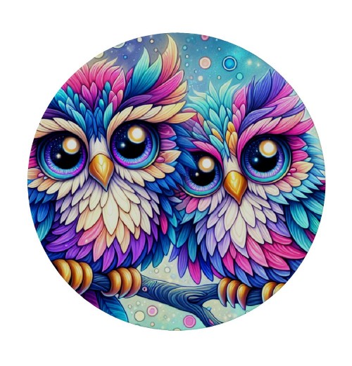 Ulloord  Round Fitted Tablecloth Cute Owl Branch Floral Birds Table Cloth with Elastic Edged Waterproof Wipeable Round Table Cover for Patio Parties Outdoor Decor