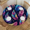 Ulloord  Round Fitted Tablecloth Cute Bird Animal Feathers Table Cloth with Elastic Edged Waterproof Wipeable Round Table Cover for Patio Parties Outdoor Decor