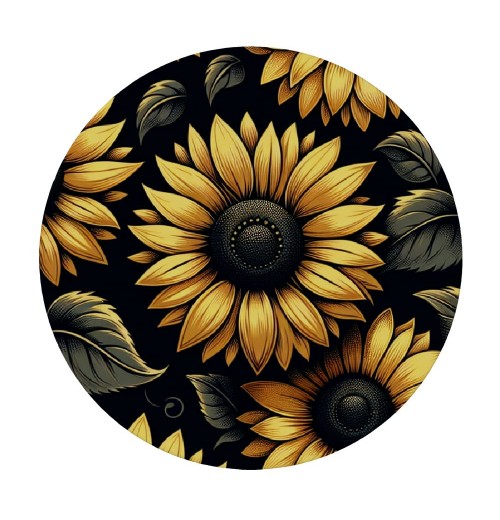 Ulloord  Round Tablecloth Fitted Table Cover with Elastic Edged Sunflower Floral Waterproof Table Cloth for Party Kitchen Dining Indoor Outdoor Table