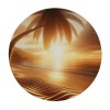 Ulloord Round Tablecloth Fitted Table Cover with Elastic Edged Tropical Palm Tree Sunset Summer Waterproof Table Cloth for Party Kitchen Dining Indoor Outdoor Table