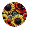 Ulloord Round Tablecloth Fitted Table Cover with Elastic Edged Tropical Sunflower Floral Flower Waterproof Table Cloth for Party Kitchen Dining Indoor Outdoor Table