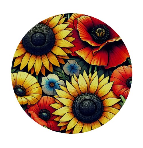 Ulloord Round Tablecloth Fitted Table Cover with Elastic Edged Tropical Sunflower Floral Flower Waterproof Table Cloth for Party Kitchen Dining Indoor Outdoor Table