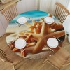 Ulloord Round Tablecloth Fitted Table Cover with Elastic Edged Tropical Beach Starfish Seaside Waterproof Table Cloth for Party Kitchen Dining Indoor Outdoor Table