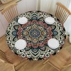 Ulloord  Round Tablecloth Fitted Table Cover with Elastic Edged Vintage Mandala Print Waterproof Table Cloth for Party Kitchen Dining Indoor Outdoor Table