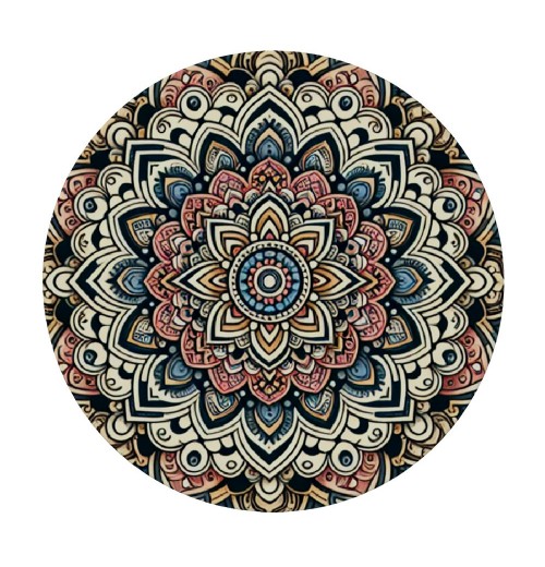 Ulloord  Round Tablecloth Fitted Table Cover with Elastic Edged Vintage Mandala Print Waterproof Table Cloth for Party Kitchen Dining Indoor Outdoor Table