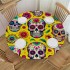 Ulloord Round Tablecloth Fitted Table Cover with Elastic Edged Skull Pattern Waterproof Table Cloth for Party Kitchen Dining Indoor Outdoor Table